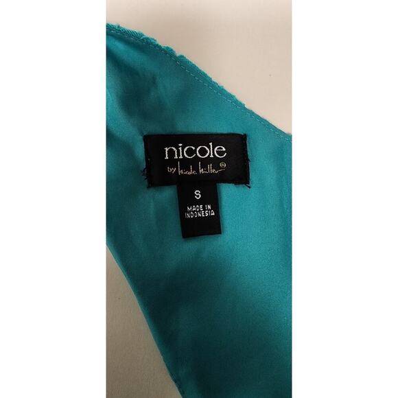 Nicole Miller V-Neck Peplum Lace Criss Cross Back Top Blouse Size Small - Picture 7 of 8